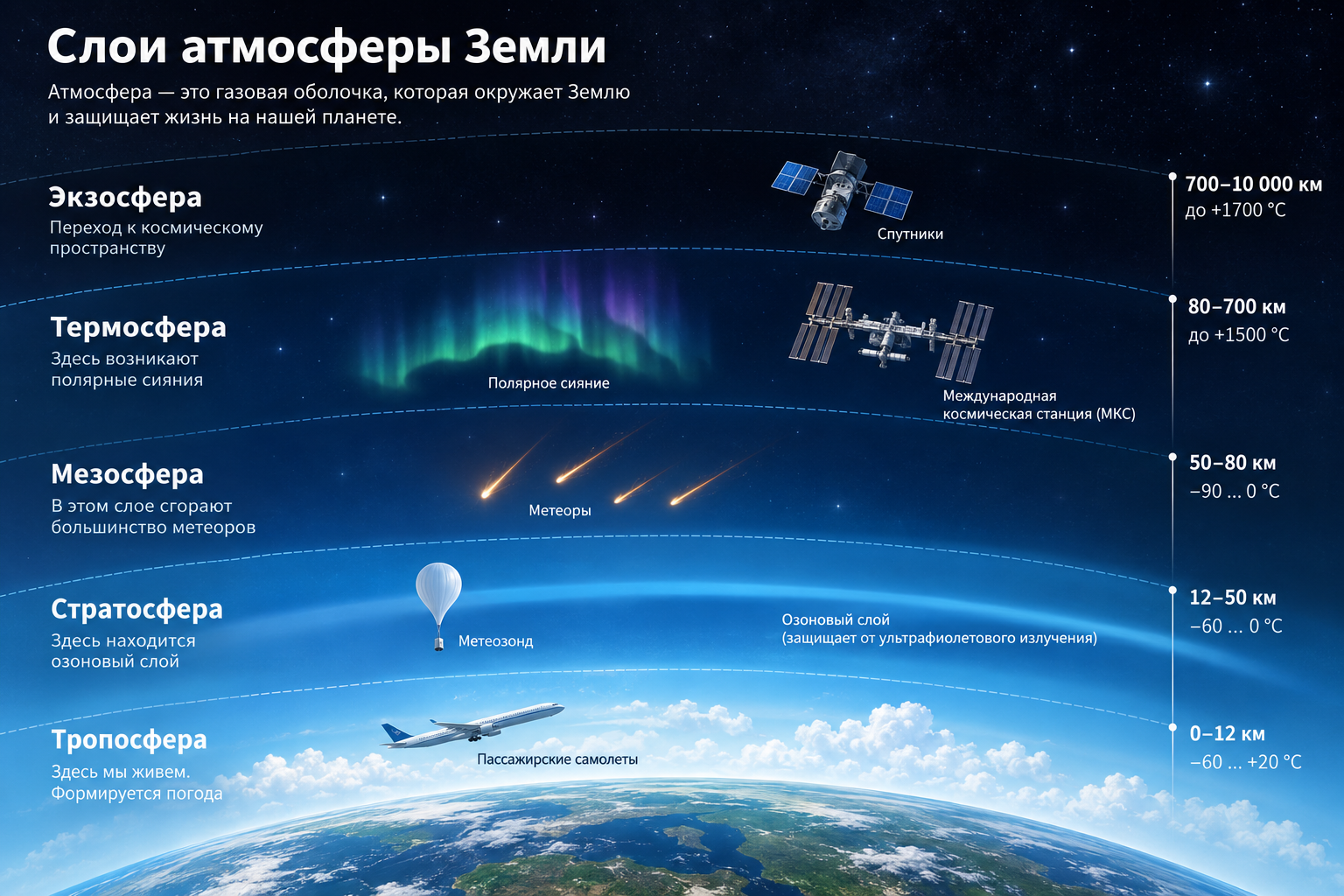 Слои атмосферы Земли