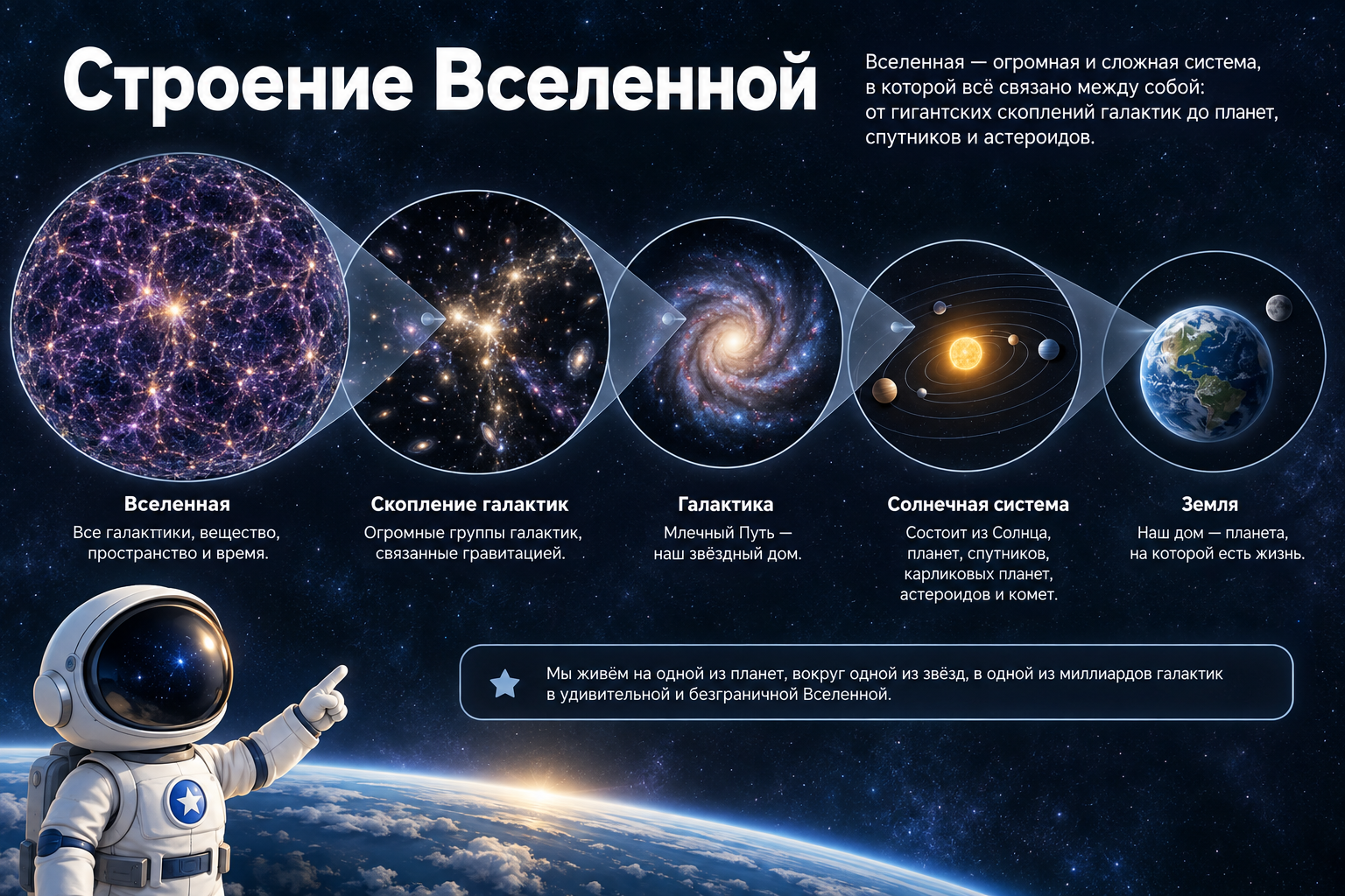Строение Вселенной: от Земли и Солнечной системы до галактик