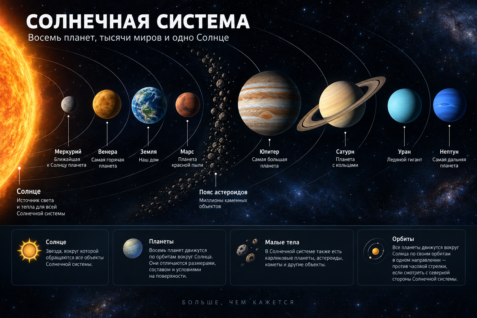 Солнечная система — детская инфографика
